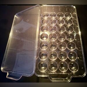 Plastic Egg Holder Fridge Organizer With Front Handle (Clear)